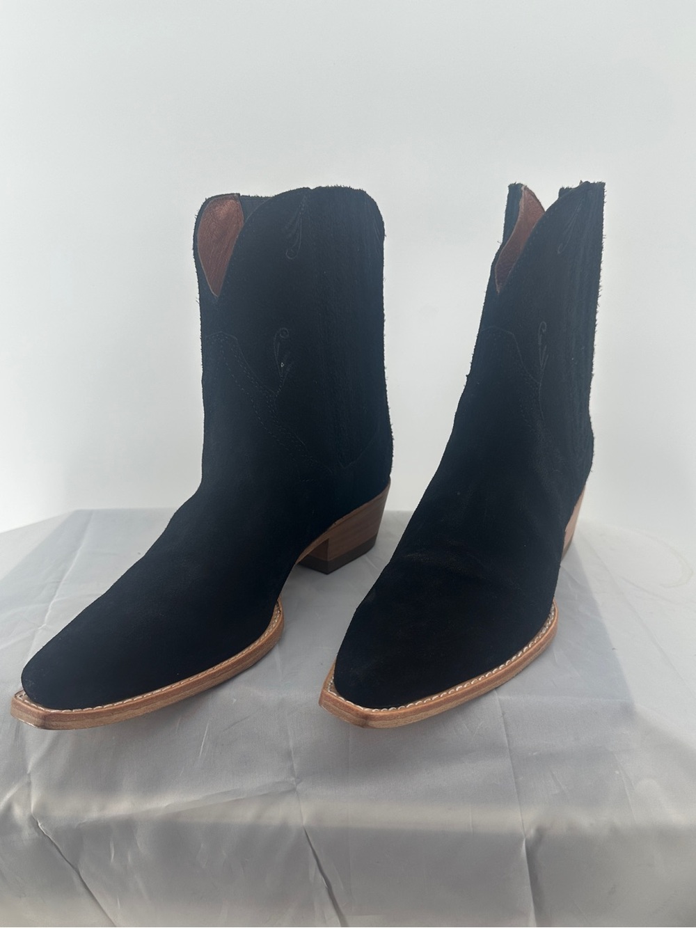 Dan Post black suede ankle cowboy boots